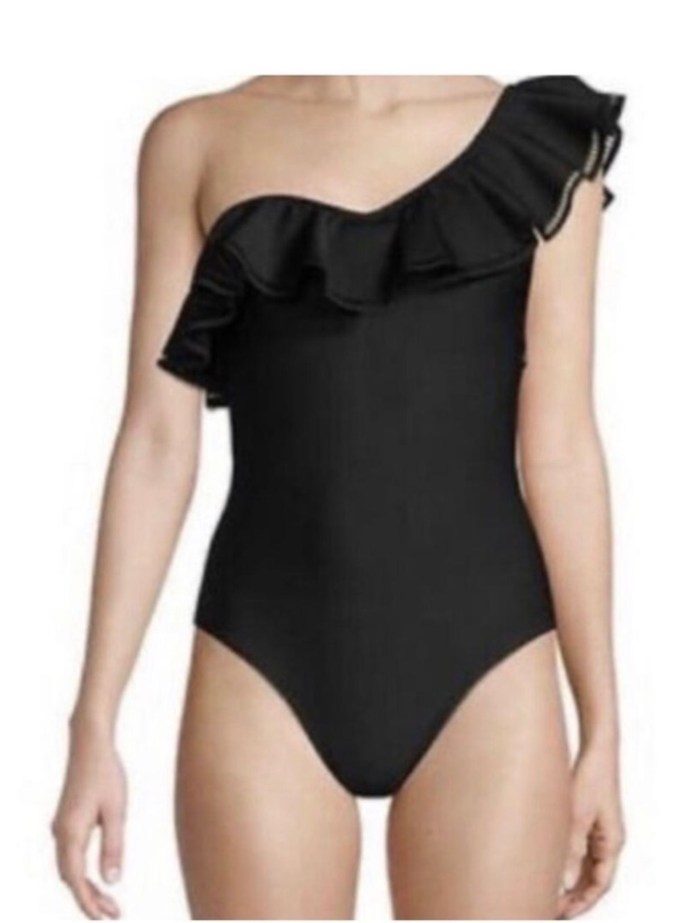 MOUILLE BLACK ONE SHOULDER RUFFLE BATHING SUIT SAKS FIFTH AVENUE SIZE SMALL